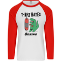 T-Rex Hates Boxing Funny Boxer MMA Sport Mens L/S Baseball T-Shirt White/Red