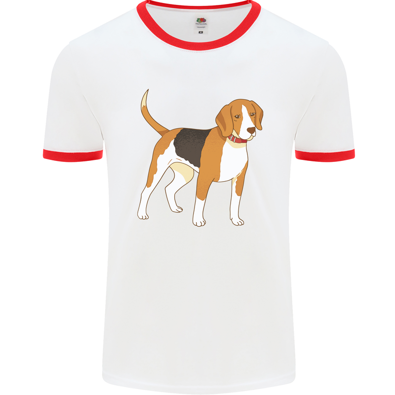 A Beagle Small Scent Hound Dog Mens Ringer T-Shirt White/Red