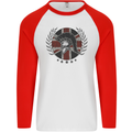 Union Jack Bodybuilding Gym Training Spartan Mens L/S Baseball T-Shirt White/Red