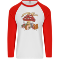 Christmas Hedgehog Toadstool Mouse Mens L/S Baseball T-Shirt White/Red