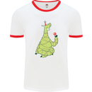 A Llama Wearing a Christmas Hat Xmas Mens Ringer T-Shirt White/Red