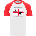 Proud to Be English St Georges Day Flag Mens S/S Baseball T-Shirt White/Red