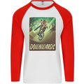 Downhill Mountain Biking DH Cycling Bicycle Mens L/S Baseball T-Shirt White/Red