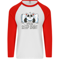 Panda Bear Funny Sleep Sleeping Nightwear Mens L/S Baseball T-Shirt White/Red