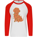 A Funny Christmas Tree Dachshund Mens L/S Baseball T-Shirt White/Red