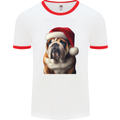 Christmas British Bulldog Union Jack Xmas Dog Mens Ringer T-Shirt White/Red