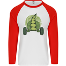 Gym Bean Bodybuilding Gym Training Mens L/S Baseball T-Shirt White/Red