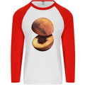 Mars Peach Space Planets Cosmos Mens L/S Baseball T-Shirt White/Red