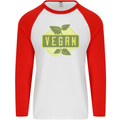 Vegan Mens L/S Baseball T-Shirt White/Red