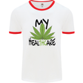 Weed My HealTHCare Cannabis Funny THC Mens Ringer T-Shirt White/Red