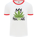 Weed My HealTHCare Cannabis Funny THC Mens Ringer T-Shirt White/Red