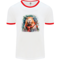 Winter Capybara Christmas Xmas Mens Ringer T-Shirt White/Red