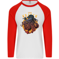 The Kraken Octopus Cthulhu Scuba Diving Mens L/S Baseball T-Shirt White/Red