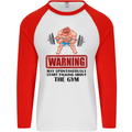 Gym May Start Talking About Mens L/S Baseball T-Shirt White/Red