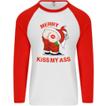 Merry Kiss My Ass Funny Christmas Mens L/S Baseball T-Shirt White/Red