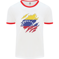 Torn Venezuela Flag Venezuelans Day Football Mens Ringer T-Shirt White/Red