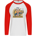 It's Beer O'Clock Funny Alcohol Mens L/S Baseball T-Shirt White/Red