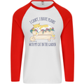 Plans With My Cat in the Garden Gardener Mens L/S Baseball T-Shirt White/Red