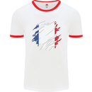 Torn France Flag French Day Football Mens Ringer T-Shirt White/Red