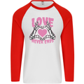 Love Never Ends Gothic Valentine's Day Mens L/S Baseball T-Shirt White/Red