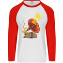 Earth Song Gramophone Music DJ DJing Mens L/S Baseball T-Shirt White/Red