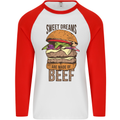 Food Sweet Dreams Beef Funny Chef BBQ Cook Mens L/S Baseball T-Shirt White/Red