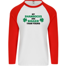 My Shamrocks Funny St. Patrick's Day Boobs Mens L/S Baseball T-Shirt White/Red