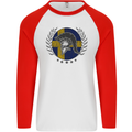 Sweden Bodybuilding Flag Gym Training Swedish Mens L/S Baseball T-Shirt White/Red