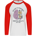 Be Kind to Your Mind Mental Health Mens L/S Baseball T-Shirt White/Red