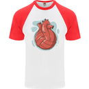 Volleyball Shaped Like a Heart Mens S/S Baseball T-Shirt White/Red