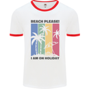 Beach Please Im on Holiday Funny Mens Ringer T-Shirt White/Red