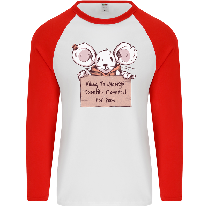 Hungry Mouse Mens L/S Baseball T-Shirt White/Red
