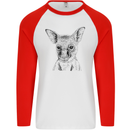 Baby Kangaroo Sketch Ecology Environment Mens L/S Baseball T-Shirt White/Red