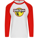 Upside Down SCI-FI TV Program Mens L/S Baseball T-Shirt White/Red