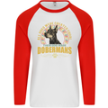 A Dobermans Dog Mens L/S Baseball T-Shirt White/Red