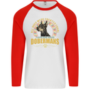 A Dobermans Dog Mens L/S Baseball T-Shirt White/Red