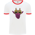 Offensive Goat With Finger Flip Glasses Mens Ringer T-Shirt White/Red