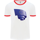 Curled EU Flag European Union Flag Football Mens Ringer T-Shirt White/Red