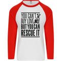 You Can't Buy Love Funny Rescue Dog Puppy Mens L/S Baseball T-Shirt White/Red