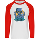 An Alien Smoking Weed Funny Drug Culture Mens L/S Baseball T-Shirt White/Red