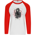 I'm Here For You Grim Reaper Skull Devil Mens L/S Baseball T-Shirt White/Red