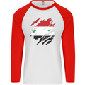 Torn Syria Flag Syrian Day Football Mens L/S Baseball T-Shirt White/Red