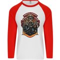 Motorbike Chopper Rebels Bikers Beers Mens L/S Baseball T-Shirt White/Red