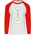 Funny Egg Guitar Acoustic Electric Bass Mens L/S Baseball T-Shirt White/Red