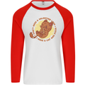 Cat & Pizza Anti Valentines Singles Day Mens L/S Baseball T-Shirt White/Red