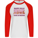 Dog Happy Pills Mens L/S Baseball T-Shirt White/Red