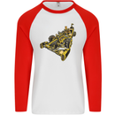 Steampunk Racing Car Mens L/S Baseball T-Shirt White/Red