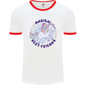 Magical Friends a Girl Riding a Unicorn Mens Ringer T-Shirt White/Red
