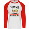 Camping Weekend Forecast Funny Alcohol Beer Mens L/S Baseball T-Shirt White/Red