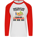 Camping Weekend Forecast Funny Alcohol Beer Mens L/S Baseball T-Shirt White/Red